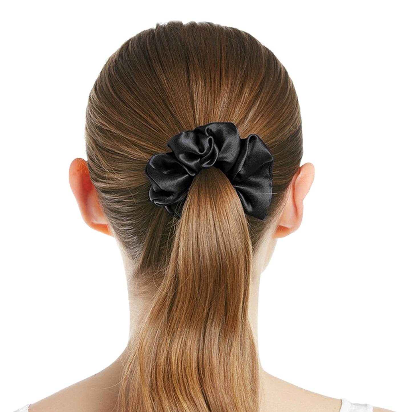 LILYSILK Silk Hair Scrunchies for Frizz&Breakage Prevention, 100% Mulberry Silk Hair Ties No Damage, Elastic Silk ponytail Holders, 1Pc, Black