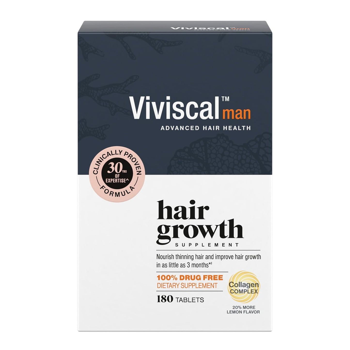 Viviscal Men's Hair Growth Supplements - Clinically Proven Collagen Complex for Thicker, Fuller Hair | 180 Tablets, 3-Month Supply