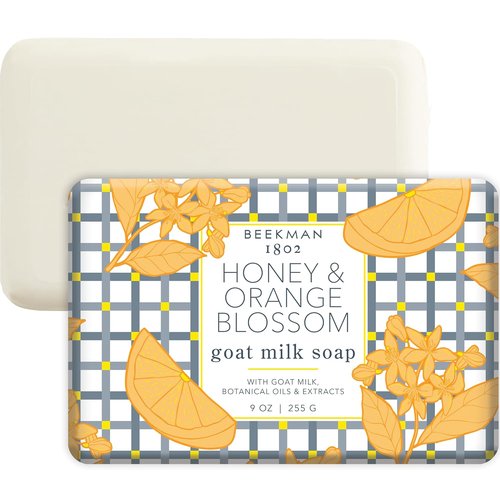 Beekman 1802 Goat Milk Soap - Moisturizing Hand & Body Bar with Shea Butter & Botanical Oils | 9 oz Honey & Orange Blossom