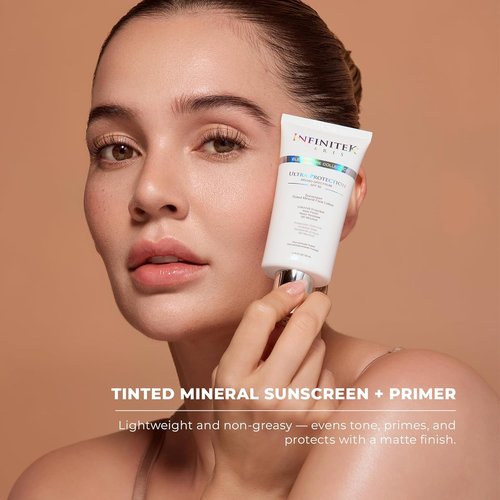 Infinitek Paris Tinted Mineral Face Sunscreen SPF 50 - UVA/UVB & Blue Light Protection | Matte Finish, Water Resistant | 1.75 fl oz / 50 ml