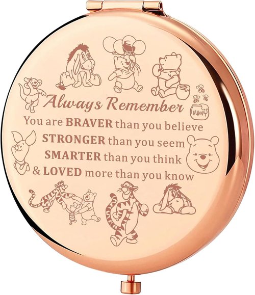 KEYCHIN Honey Bear Compact Makeup Mirror - Inspirational Design with Pig, Donkey, Tiger & Rabbit | Perfect Gift