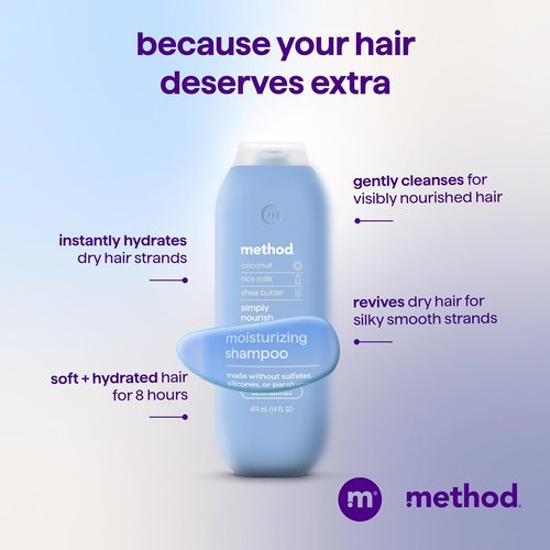 Method Moisturizing Shampoo - Hydrates & Revives Dry Hair, Safe for Color-Treated - 14 oz