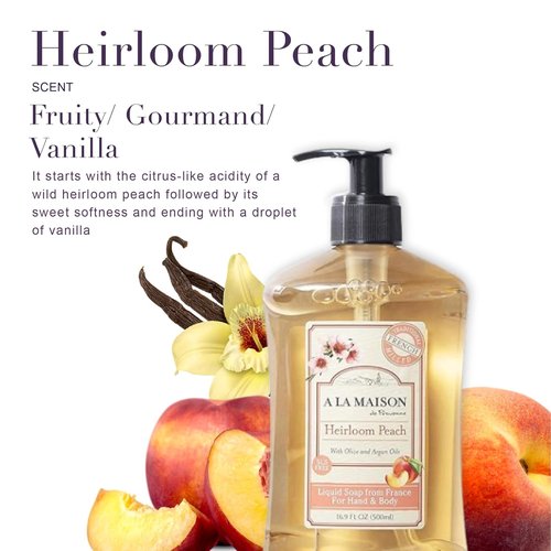 A LA MAISON Heirloom Peach Hand Wash - Natural, Biodegradable & Vegan Formula | 16.9 Fl Oz Bottle