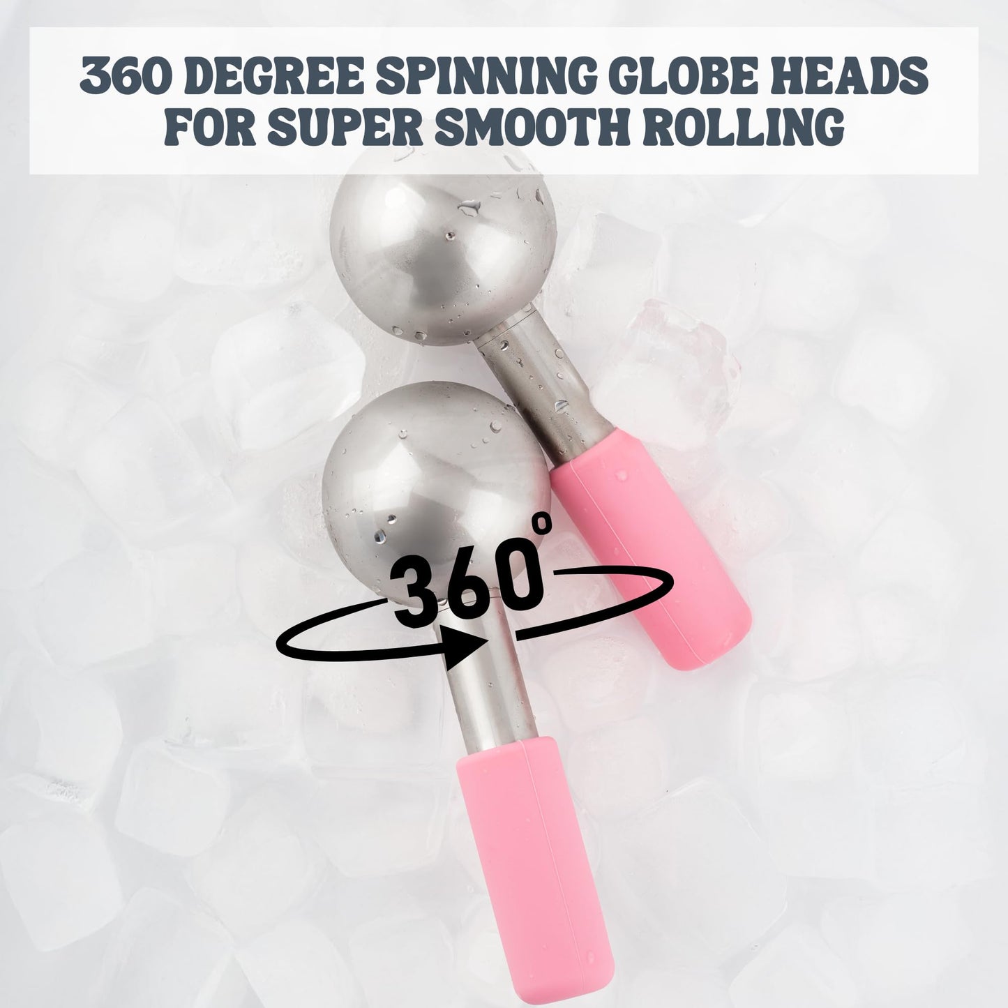 Eli with Love Ice Globes for Facials - 360 Rotating Unbreakable Steel Ice Globes with Carry Case - Professional Esthetician Supplies - Ice Roller for Face and Eyes - Ideal Skincare Tool (Pink)