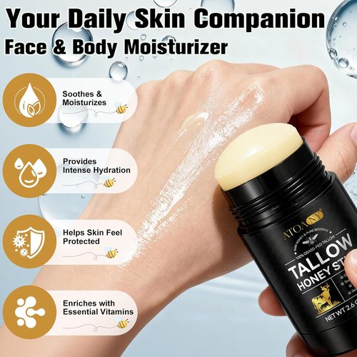 NIFEISHI Organic Beef Tallow Balm Stick - 100% Grass Fed Moisturizer for Dry Skin | 2.6 Fl Oz