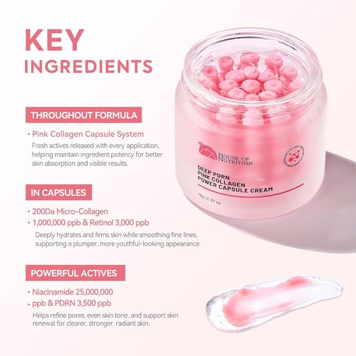 PDRN Pink Collagen Capsule Cream - Retinol & 5% Niacinamide Moisturizer for Firming | 2.37 oz