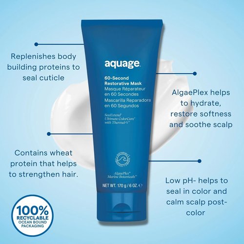 AQUAGE 60-Second Restorative Mask - Restores Strength & Moisture | Seals Shine - 6 oz