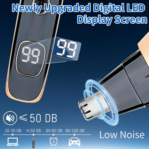 Nose and Ear Hair Trimmer for Women Men,2 in 1 LED Display Eyebrow Hair Trimmer with USB Rechargeable,Portble Waterproof Facial Hair Removal with Dual-Edge Blades for Travel (Black Gold)