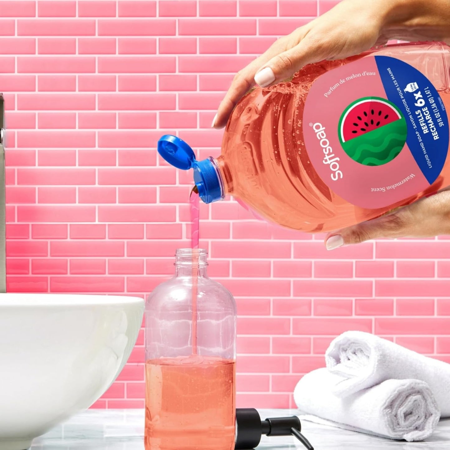 Softsoap Limited Edition Seasonal Scents - Extra Large 100 FL Oz Refill Bottles | Watermelon Liquid Hand Wash