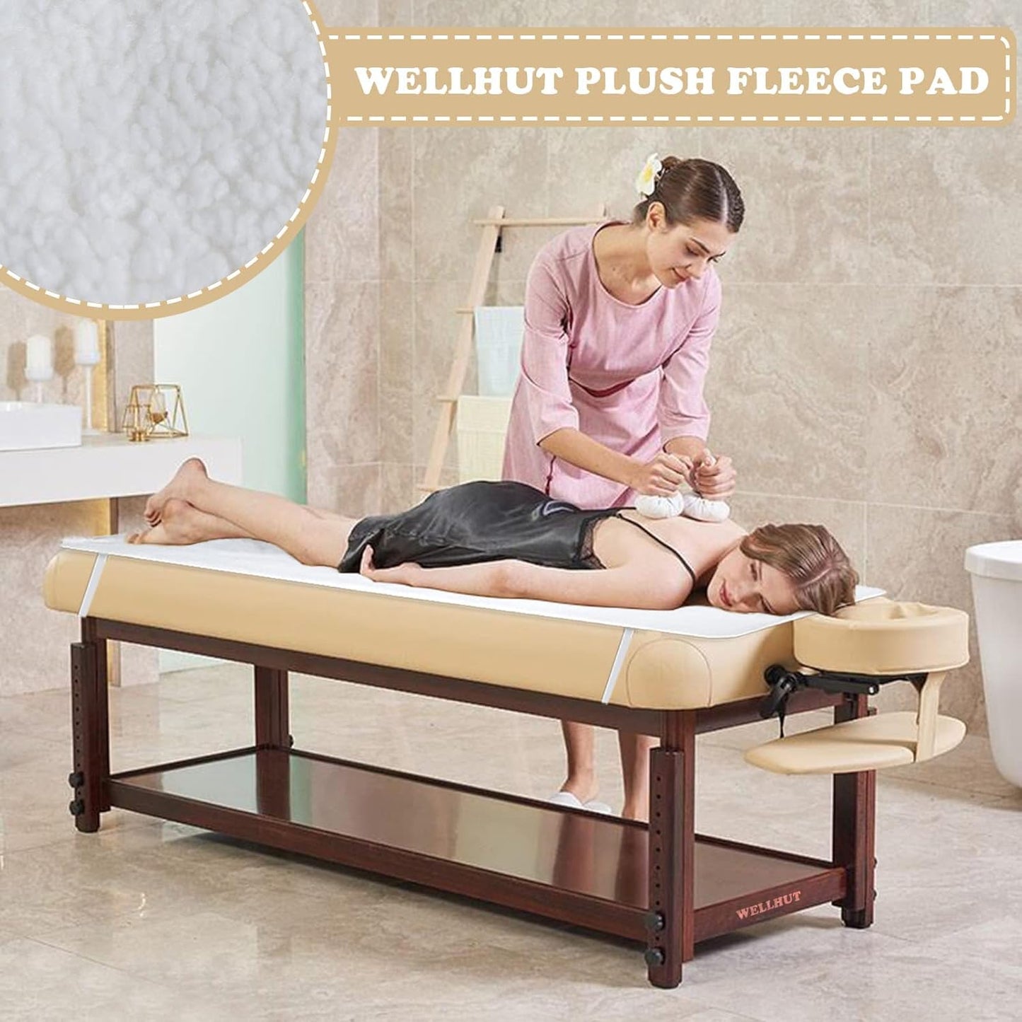 WELLHUT Massage Table Warmer - Deluxe Fleece Heating Pad with 5 Heat Levels & 8 Timer Settings | UL Certified, 12 Ft Cord