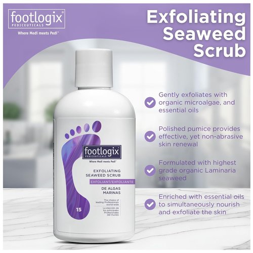FOOTLOGIX Exfoliating Seaweed Scrub - Deep Cleansing Formula | 8.45 oz for Soft, Smooth Skin