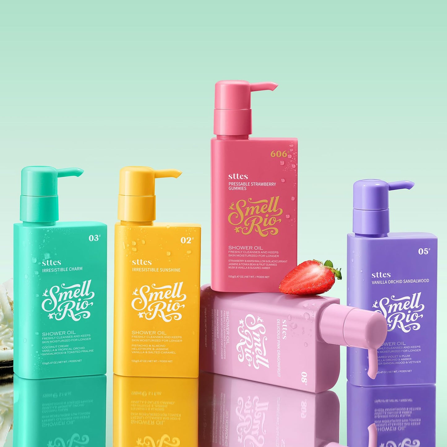 Sttes Smell Rio Shower Oil 05# (Vanilla Orchid Sandalwood) - Natural Moisturizing Body Cleanser with Sunflower, Jojoba & Macadamia Oils, Paraben & Mineral Oil Free, 155g/5.47 Oz