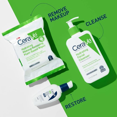 CeraVe Makeup Remover Wipes - Biodegradable Plant-Based Face Wipes for Sensitive Skin | 25ct