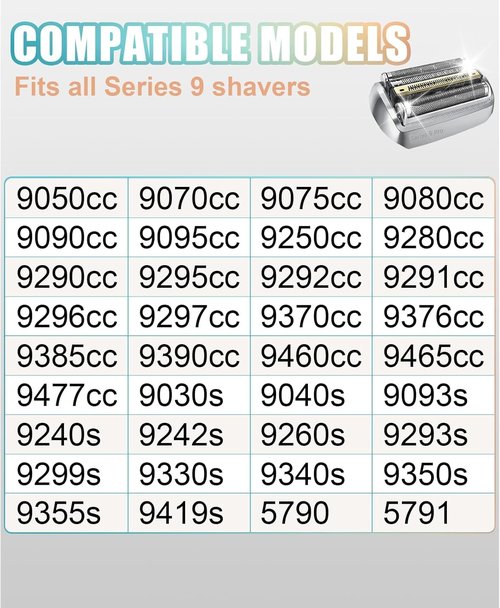94M Series 9 Shaver Replacement Head Compatible with Braun Series 9 Electric Razors 9291cc, 9370cc, 9293s, 9385cc, 9390cc, 9330s, 9296cc (3 pcs)