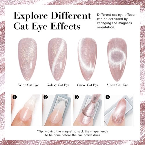 AZUREBEAUTY Cat Eye Nail Polish Quick Dry Nude Glitter Toe Nail Polish Natural Shine Nail Lacquer Salon-Quality for Women Girl Gifts