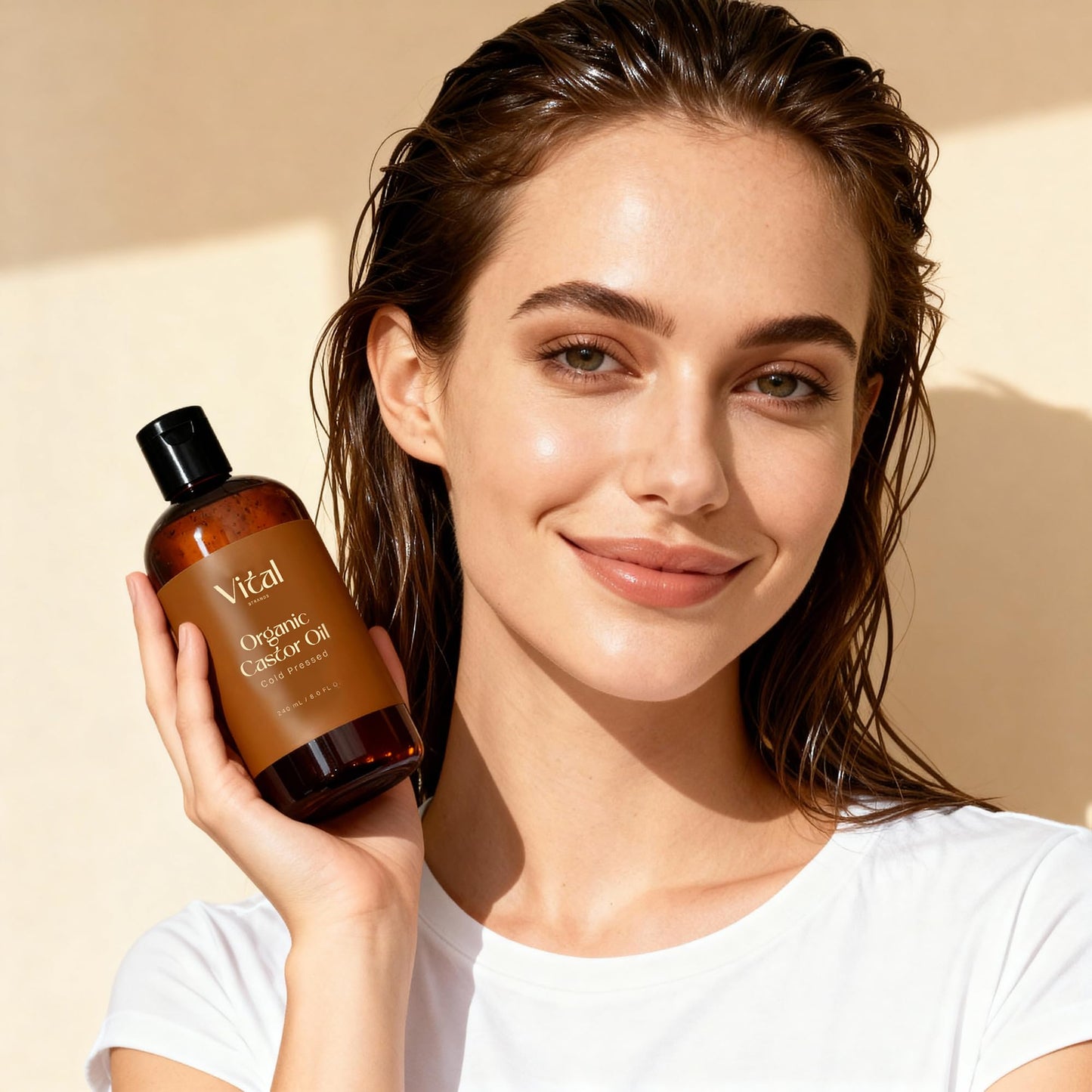 Vital Strands Castor Oil Organic & Cold Pressed – Nourishing Treatment for Hair & Skin – Eyelash & Brow Serum – Aceite de Ricino - Hexane Free, Vegan, 8oz
