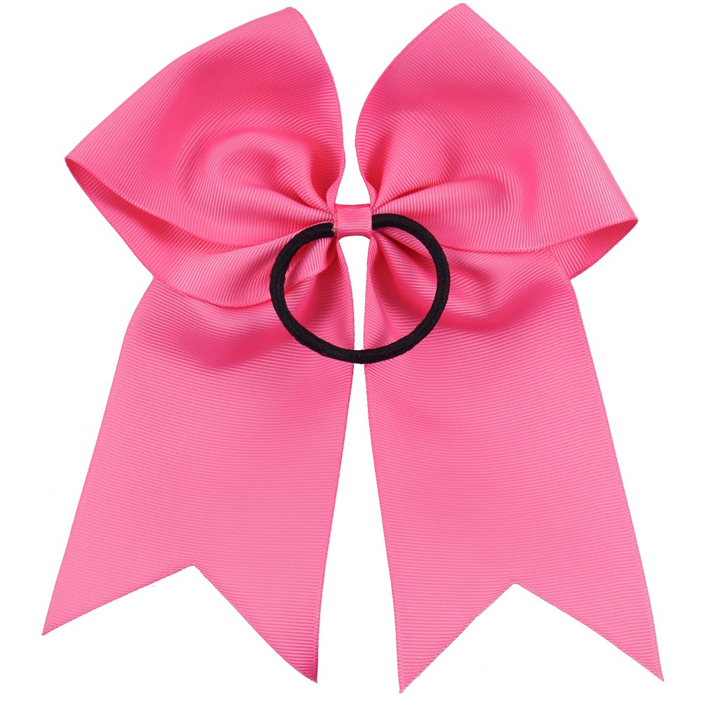 NCMAMA Baby Girls Large Breast Cancer Awareness Cheer Bow Solid Hot Pink Ribbon Hair Tie Ponytail Holder 10Pcs