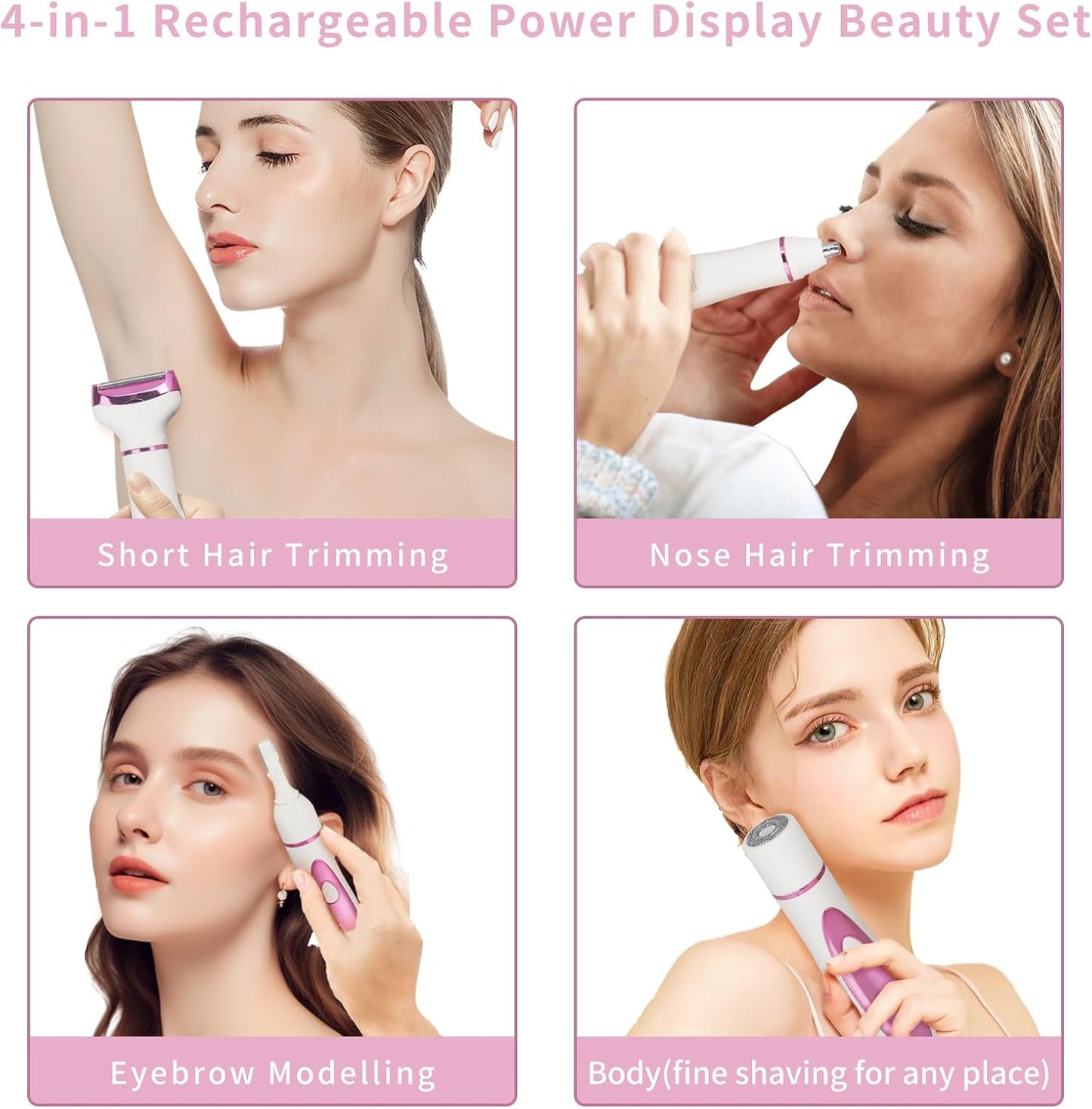 Skiennix LED Display Electric Razor - 4-in-1 Rechargeable Wet & Dry Shaver for Women & Men | Purple