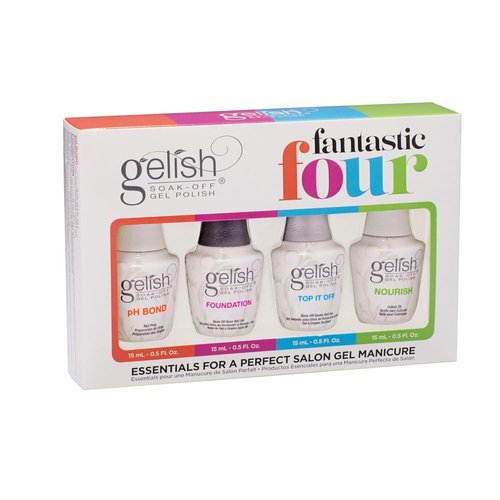 Gelish Fantastic Four Essentials Kit - Long-Lasting, Chip-Free Shine | Complete Professional Manicure System