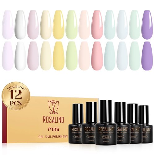 ROSALIND Gel Nail Polish Set - 12 Pastel Colors for Spring & Summer | Soak Off, Candy-Inspired Shades