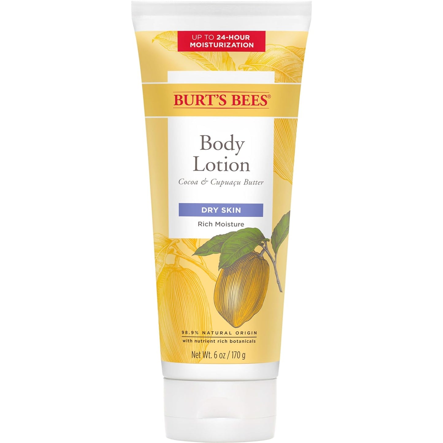 Burt’s Bees Body Lotion - Nourishing Butter Formula for Dry Skin with Cocoa & Cupuaçu, 6 Oz