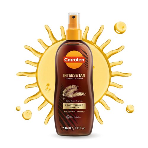 Carroten Intensive Tanning Oil Spray | Browning Tan Accelerator | Vitamin E and Carrot & Coconut Oils | Water-Resistant, Silky Hydration | Coconut Fragrance | Made in Greece | 6.7 oz