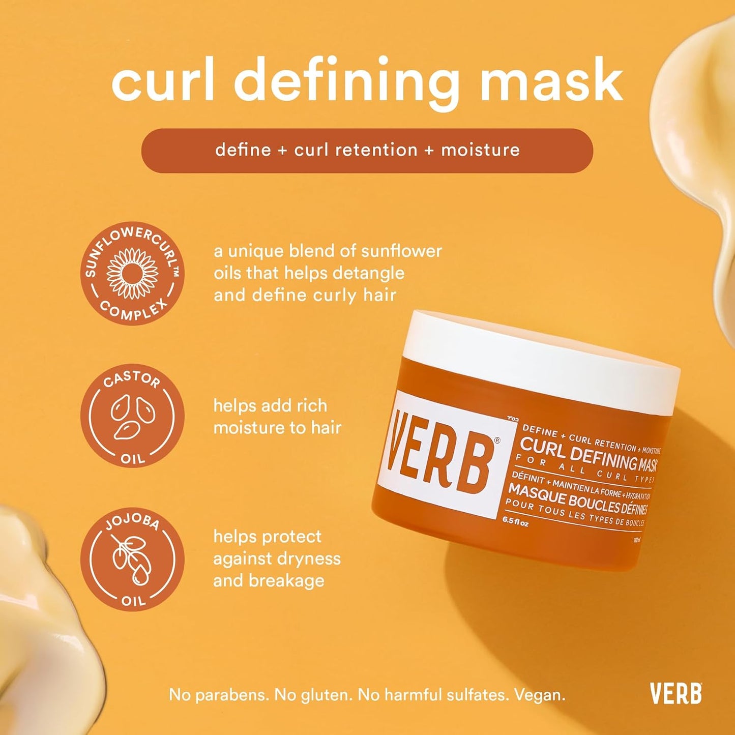 VERB Curl Defining Mask - Enhance Curl Definition & Retention - Moisturizing, Frizz Control - Vegan & Sulfate-Free