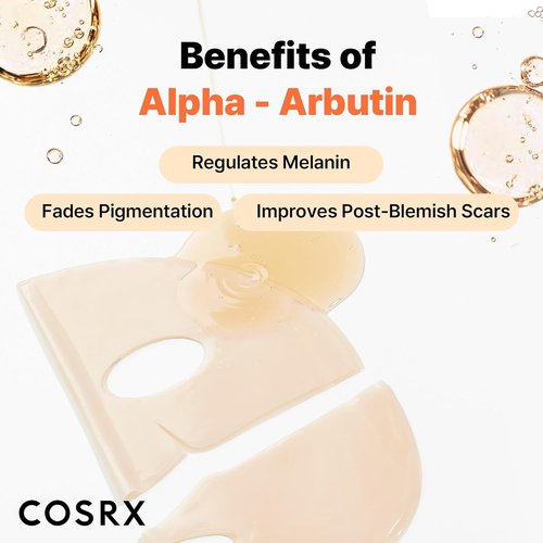 COSRX Hydrogel Face Masks - Alpha-Arbutin Discoloration Care | Collagen Infused, 3 EA
