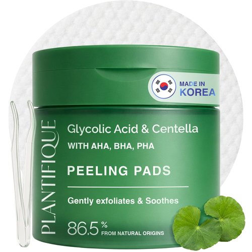 Plantifique Korean Glycolic Acid Toner Pads - 60 Pcs with Niacinamide & CICA | Gentle Daily Exfoliation for All Skin Types