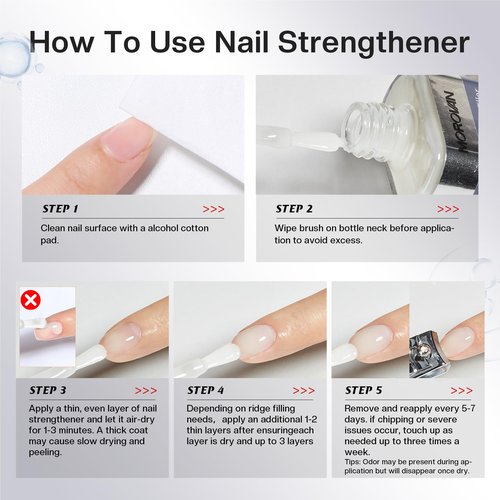 Morovan Nail Strengthener and Growth: Natural Keratin Repair Milky White Nail Polish Hardener & Ridge Filler Treatment for Damaged Nails, Nail Concealer and Essential Nail Care for women
