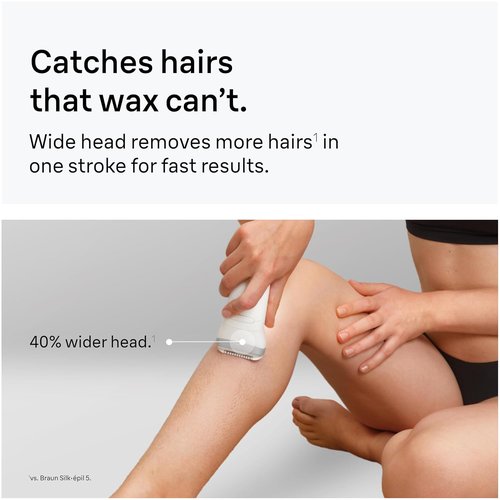 Braun Silk-épil 7 Epilator - Women's Hair Removal Device | Wet & Dry Use, Wide Head, Silver