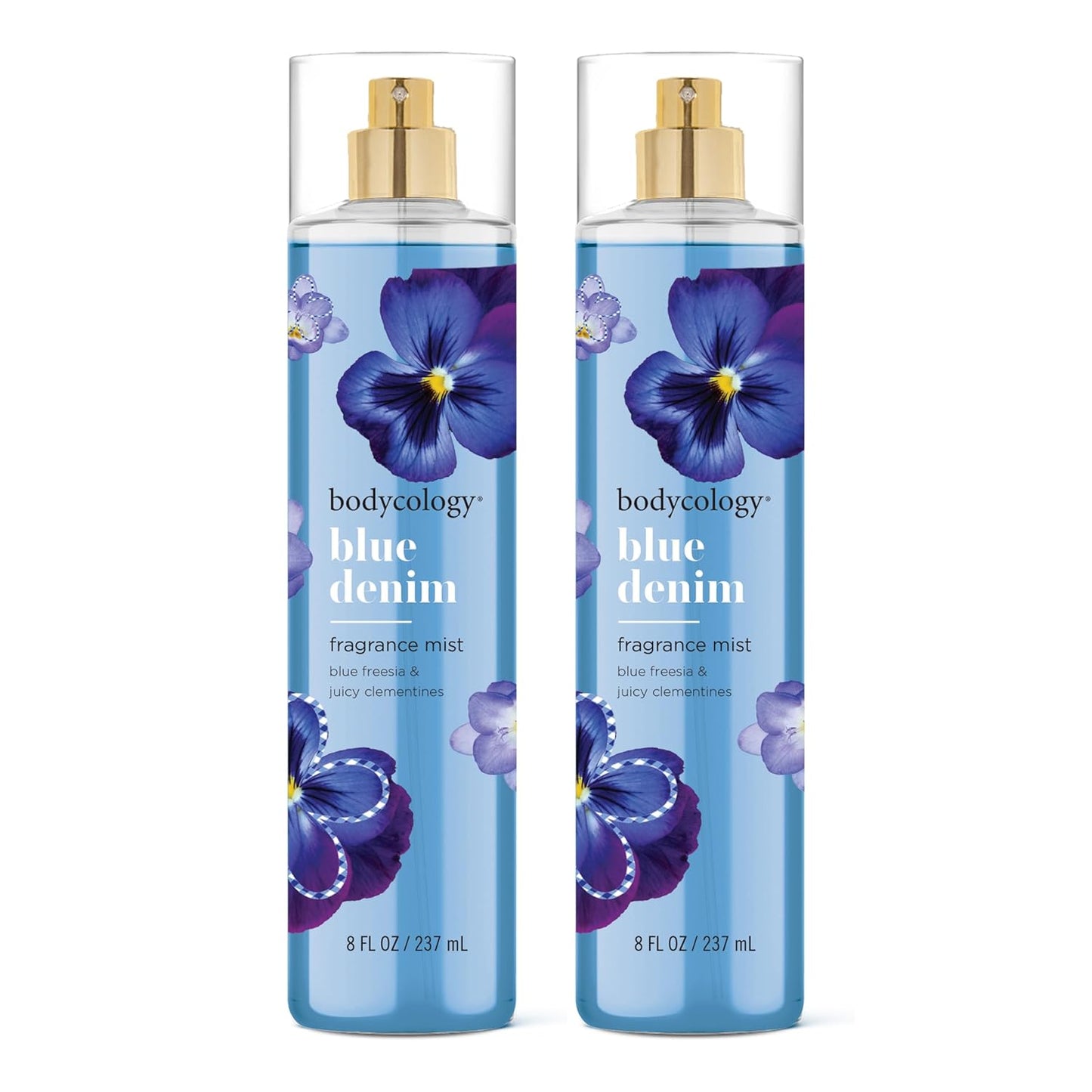 Bodycology Long-Lasting Fragrance Body Mist - Blue Denim, 8 Fl Oz | Pack of 2