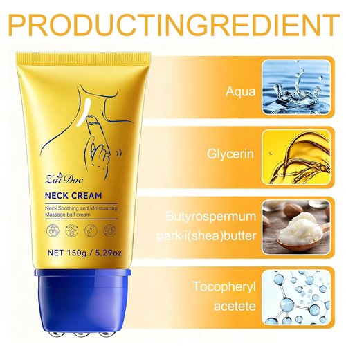 Regine Switzerland Neck Cream - Anti-Aging Multi-Peptide Formula with Roller & Lip Balm | 2 Packs for Moisturizing & Firming