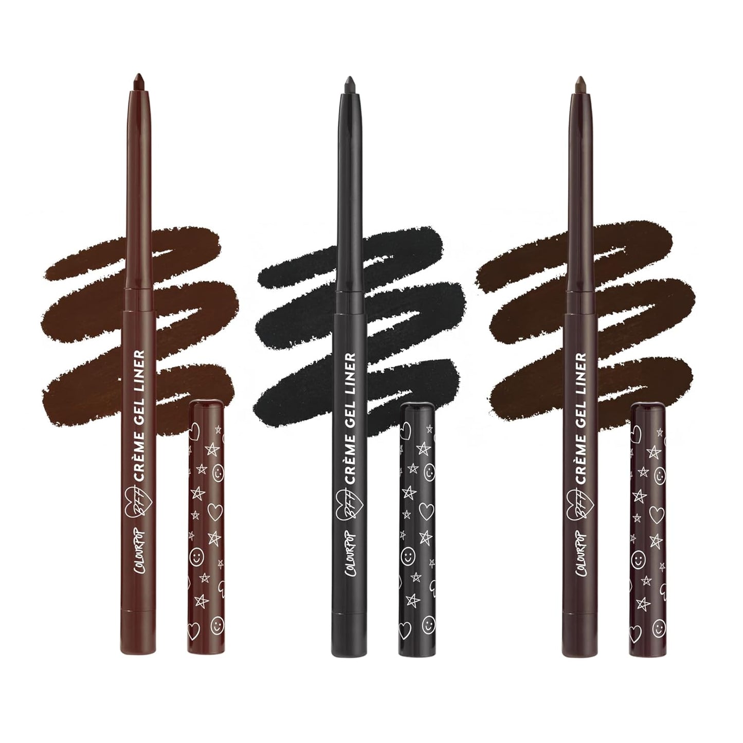 ColourPop BFF Crème Gel Waterproof Eyeliner Kit - 18HR Ultra-Pigmented Neutral Pencils | 3 Shades: Sunnyvale, Swerve & Brew Haha