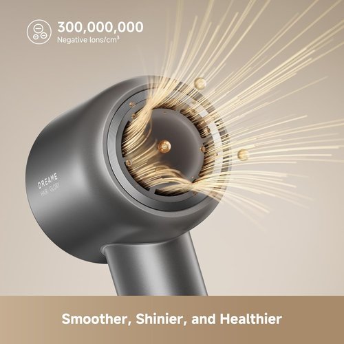 Dreame Glory Mix High-Speed Hair Dryer - Dual Voltage, 3 Magnetic Nozzles, Lightweight Black Design