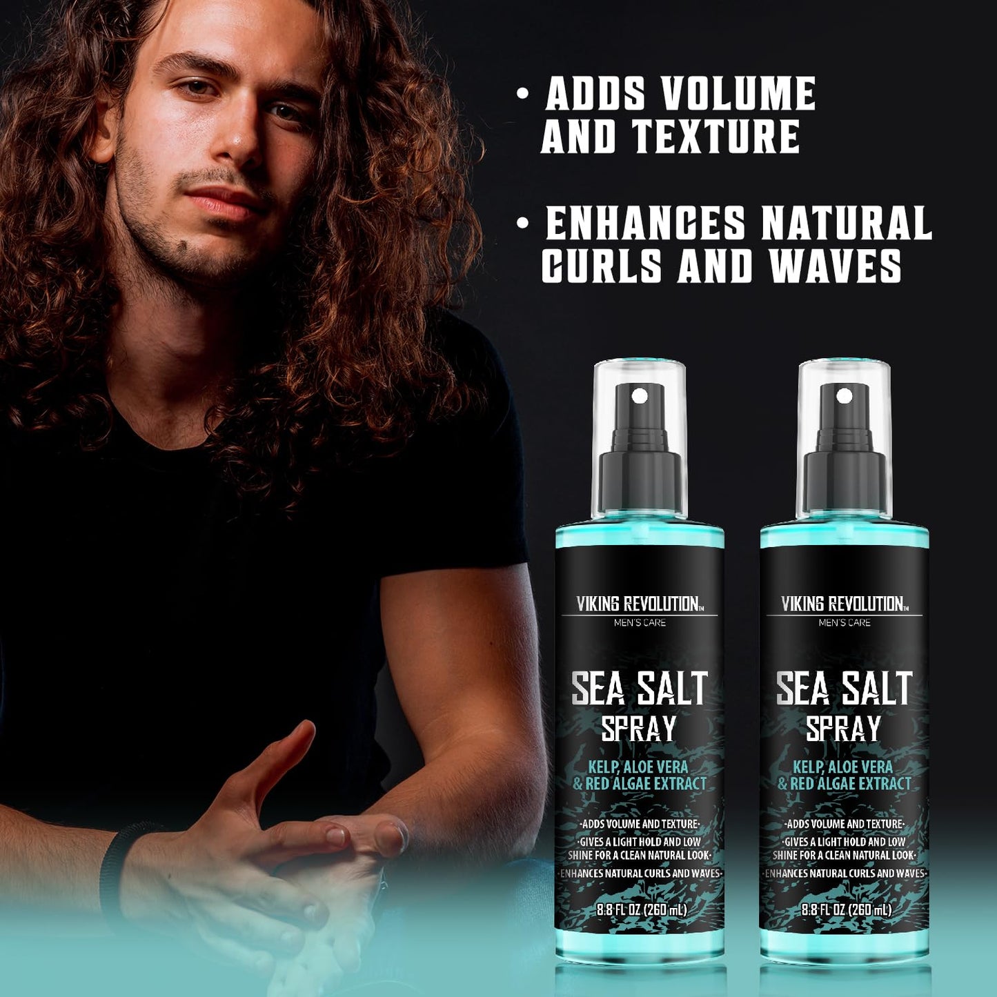 Viking Revolution Sea Salt Spray for Men - Texturizing Hair Spray with Kelp & Aloe Vera | 2-Pack for Beachy Volume
