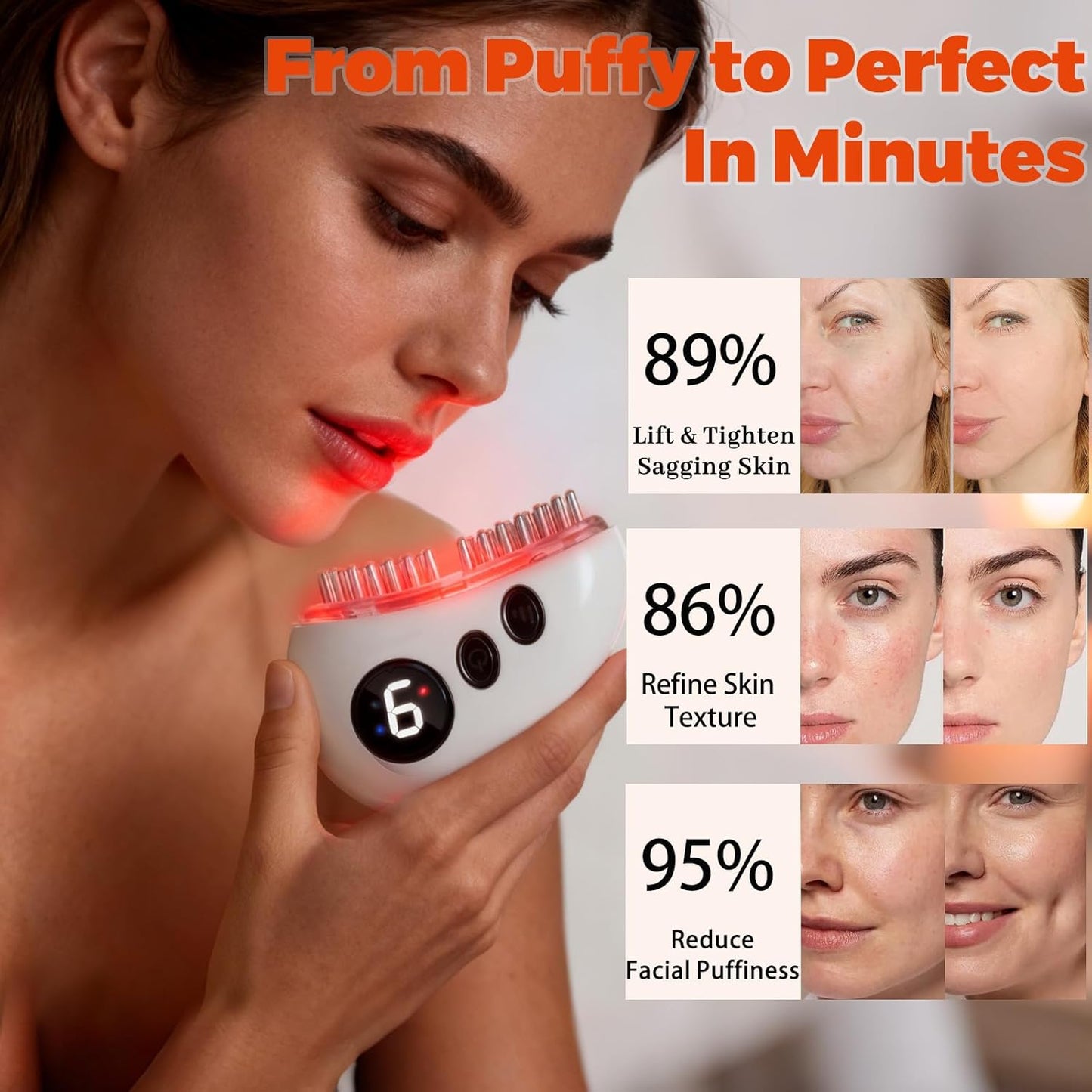 Skiennix Electric Lymphatic Contour Face Brush - 9-Level Heating & Vibration for Facial Sculpting