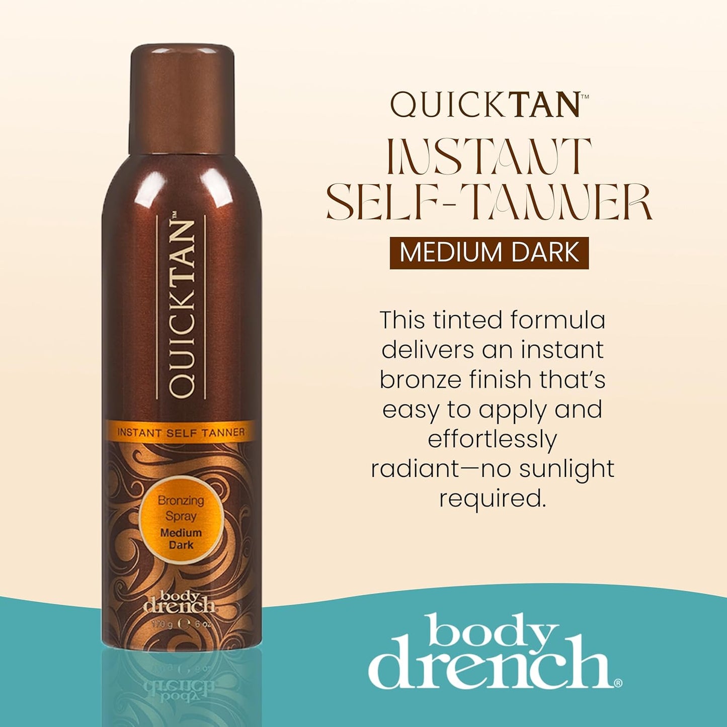 Body Drench QuickTan Instant Self Tanner - Streak-Free Bronzing Spray for Medium/Dark Tan, 6 oz