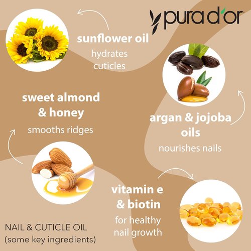 PURA D'OR Nail and Cuticle Oil - Nourishing Biotin & Vitamin E Treatment - 4 Oz Dropper for Healthy Growth