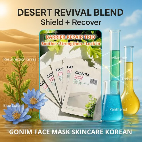 GONIM Korean Face Mask - Hydrating Sheet Mask with Hyaluronic Acid & Collagen | 15 Sheets