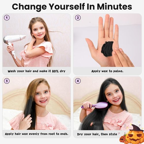 Hansuby Temporary Black Hair Color Wax - Washable Styling Mud for Kids & Teens | Perfect for Cosplay & Halloween