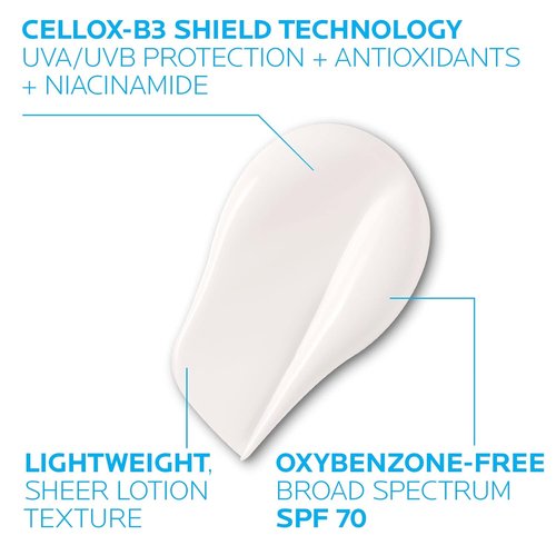 La Roche-Posay Anthelios Sunscreen Moisturizer SPF 70 - Anti-Aging Face Cream with Niacinamide for Even Skin Tone