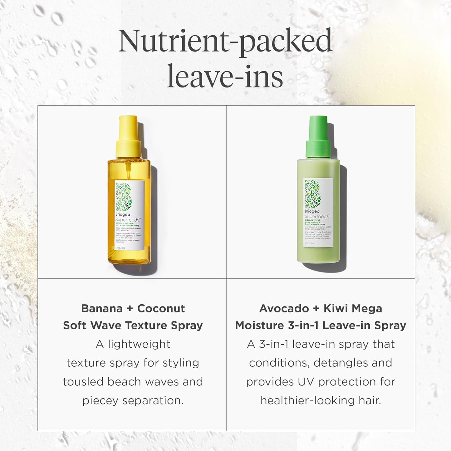 Briogeo Superfoods Avocado + Kiwi Leave-In Spray - Mega Moisture Detangler & Heat Protectant | Vegan, Silicone-Free