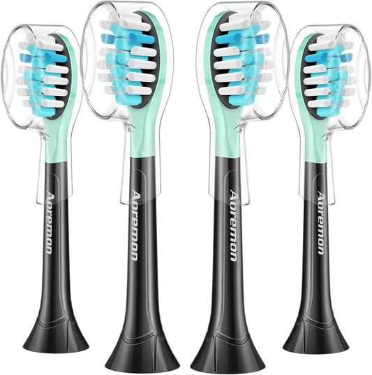 Aoremon Sonicare Toothbrush Replacement Heads - Compatible with Philips Sonicare 2-3 Series | 4 Count, Black