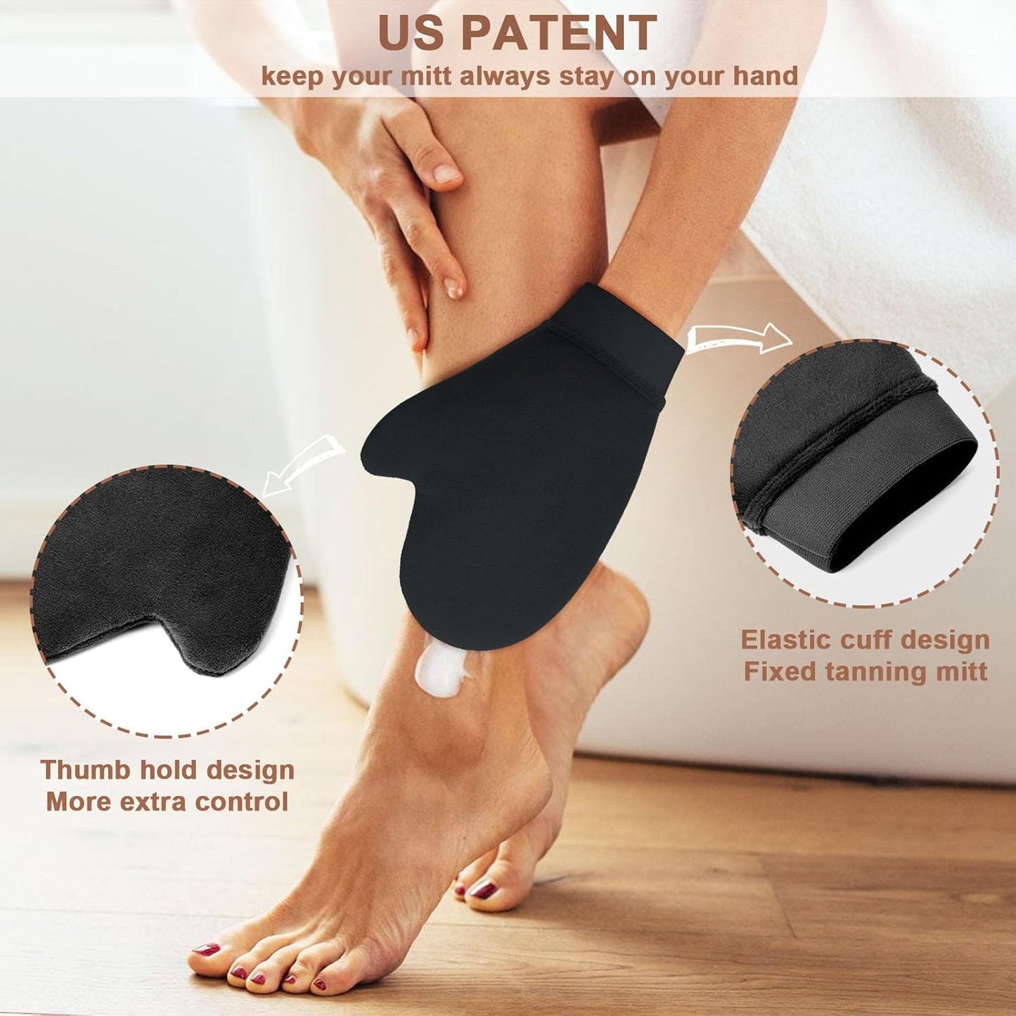 Skiennix 2-in-1 Tanning Mitts - Self Tanner Applicator & Brush Set for Face & Body | Perfect for Sunless & Spray Tan
