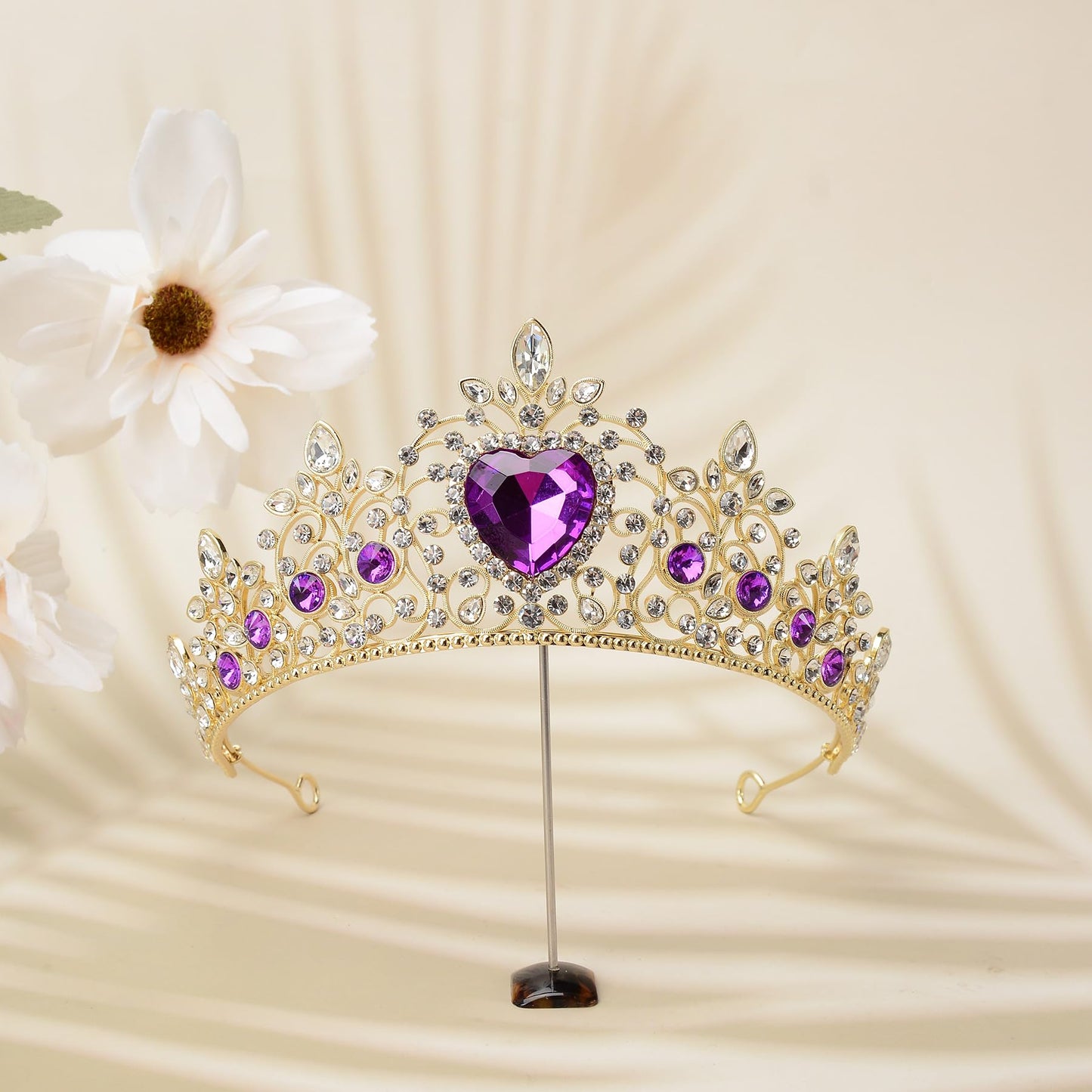 S SNUOY Tiaras and Crowns for Women Crystal Queen Crowns Rhinestone Princess Tiaras Hair Accessories for Bridal Birthday Prom Party - February Amethyst