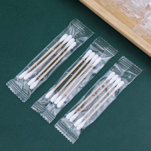200 Pack Cotton Swabs, Individually Wrapped Cotton Swab, Individually Wrapped Double Tipped Wooden Sticks for Ear, Make-up(4pcs per Bag, 200 Bags, Double Round End)