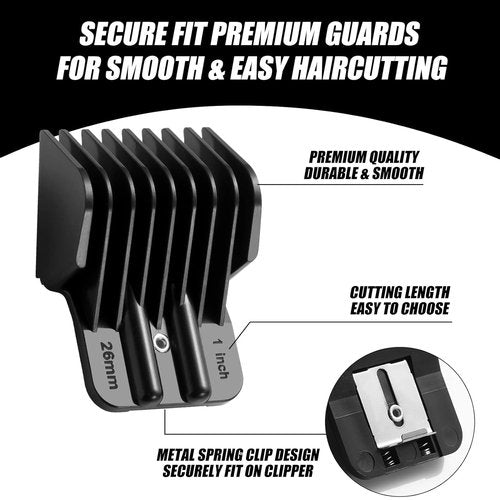 BaBylissPRO Trimmer Guards - 8 Pack Replacement Combs with Metal Spring Clip | Fits FX787 & FX726, 1/32-5/4 Inch