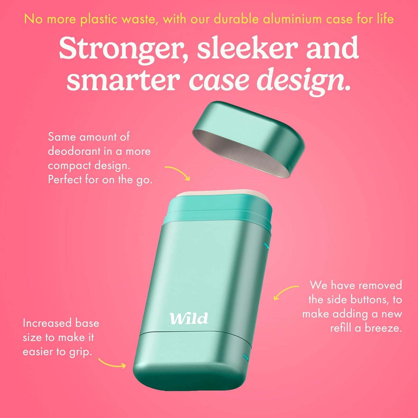Wild Aluminum-Free Deodorant Starter Kit | Refillable Stick with Aqua Case & Vegan Refill Scents
