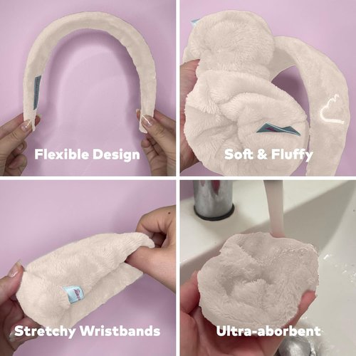 Original MakeUp Eraser Drip Eraser Set - Absorbent Headband & Wristbands for Spa Use | 3-Piece Set